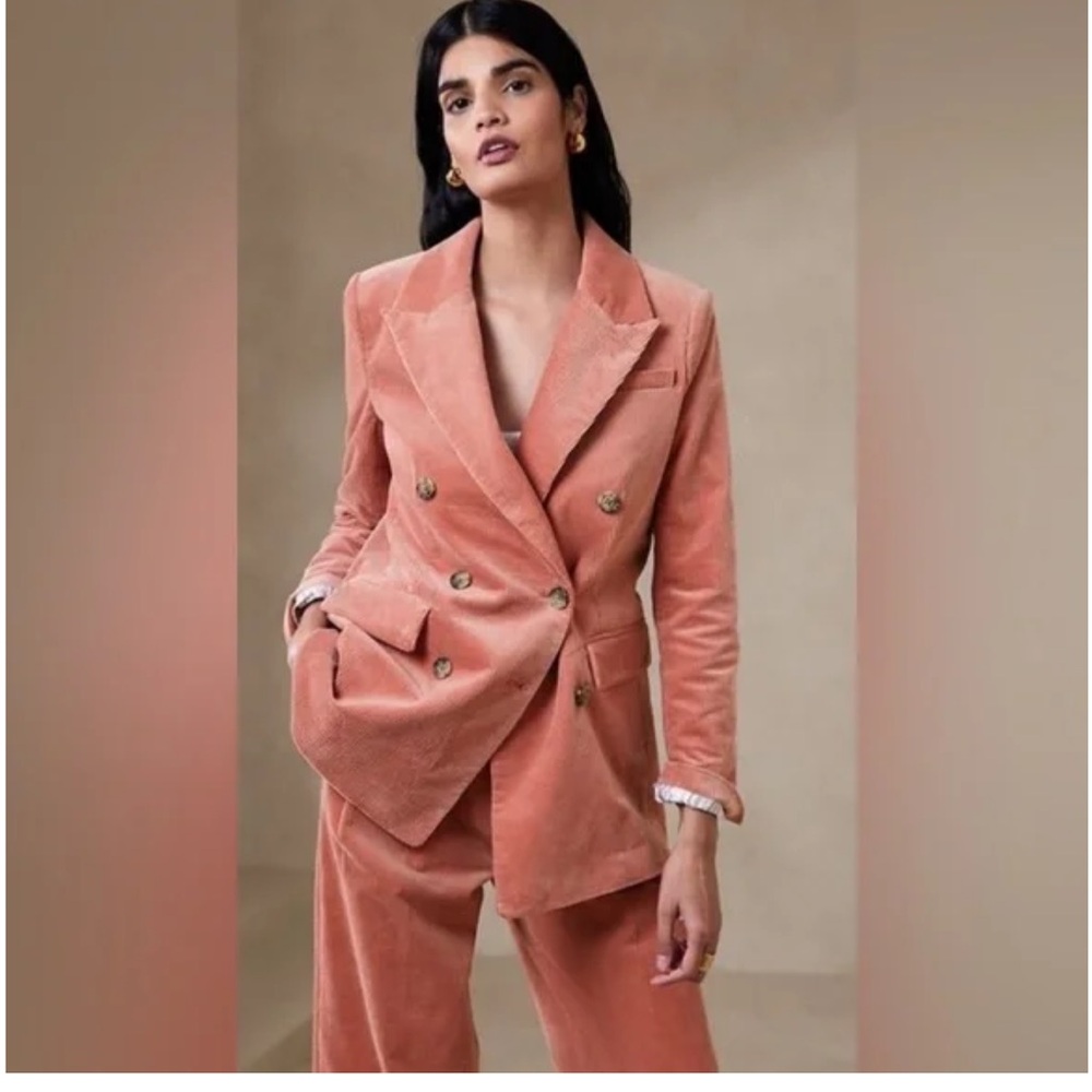 Women's Double-Breasted Corduroy Blazer and Wide Leg Pants -Suit Banana Republic